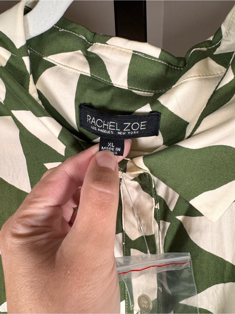 Rachel Zoe XL Green White Geometric Tiered Midi Shirt Dress NWT - Picture 2 of 6